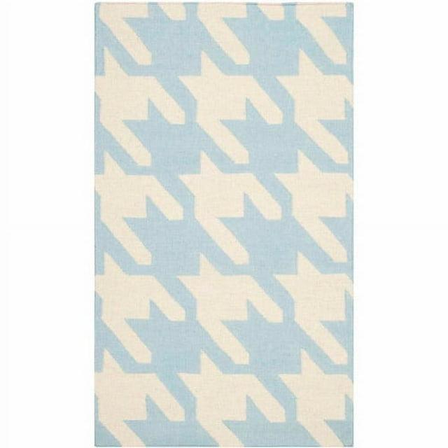 SAFAVIEH Dhurries Abigail Geometric Area Rug, Light Blue/Ivory, 4' x 6'