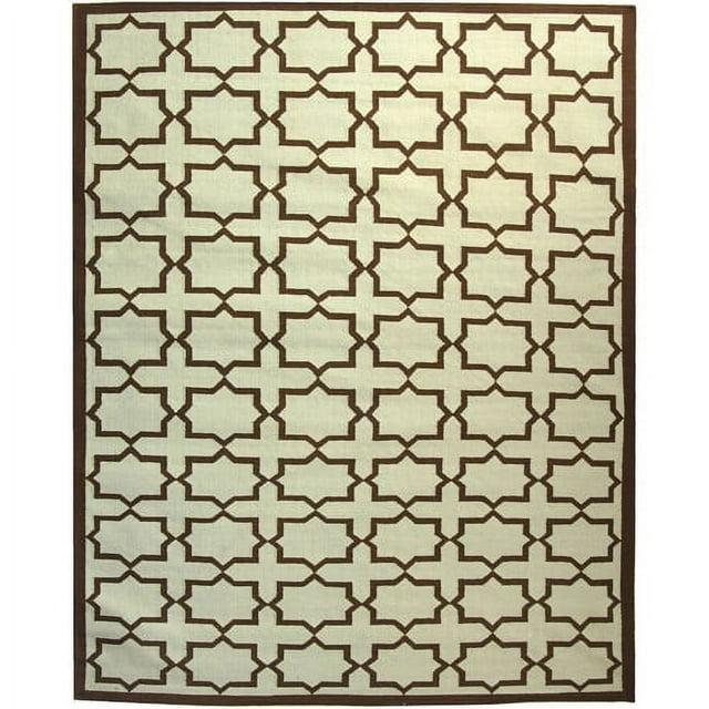 SAFAVIEH Dhurrie Diana Geometric Moroccan Wool Area Rug, Light Blue, 3' x 5'