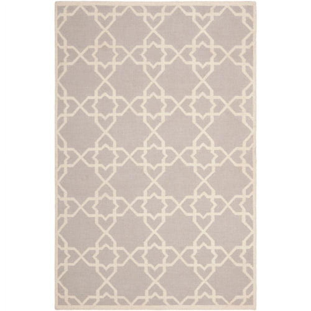 Grey and Ivory Geometric Wool 3' x 5' Area Rug