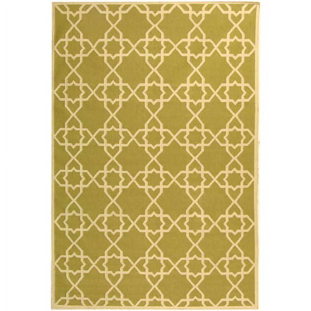 SAFAVIEH Dhurrie Edgar Geometric Moroccan Wool Area Rug, Olive/Ivory, 5' x 8'