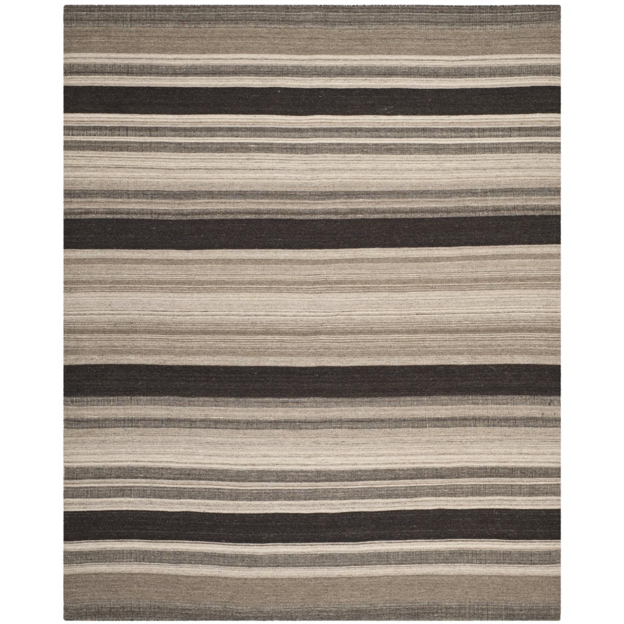 Handwoven Natural Black Wool Square Area Rug - 6' x 6'