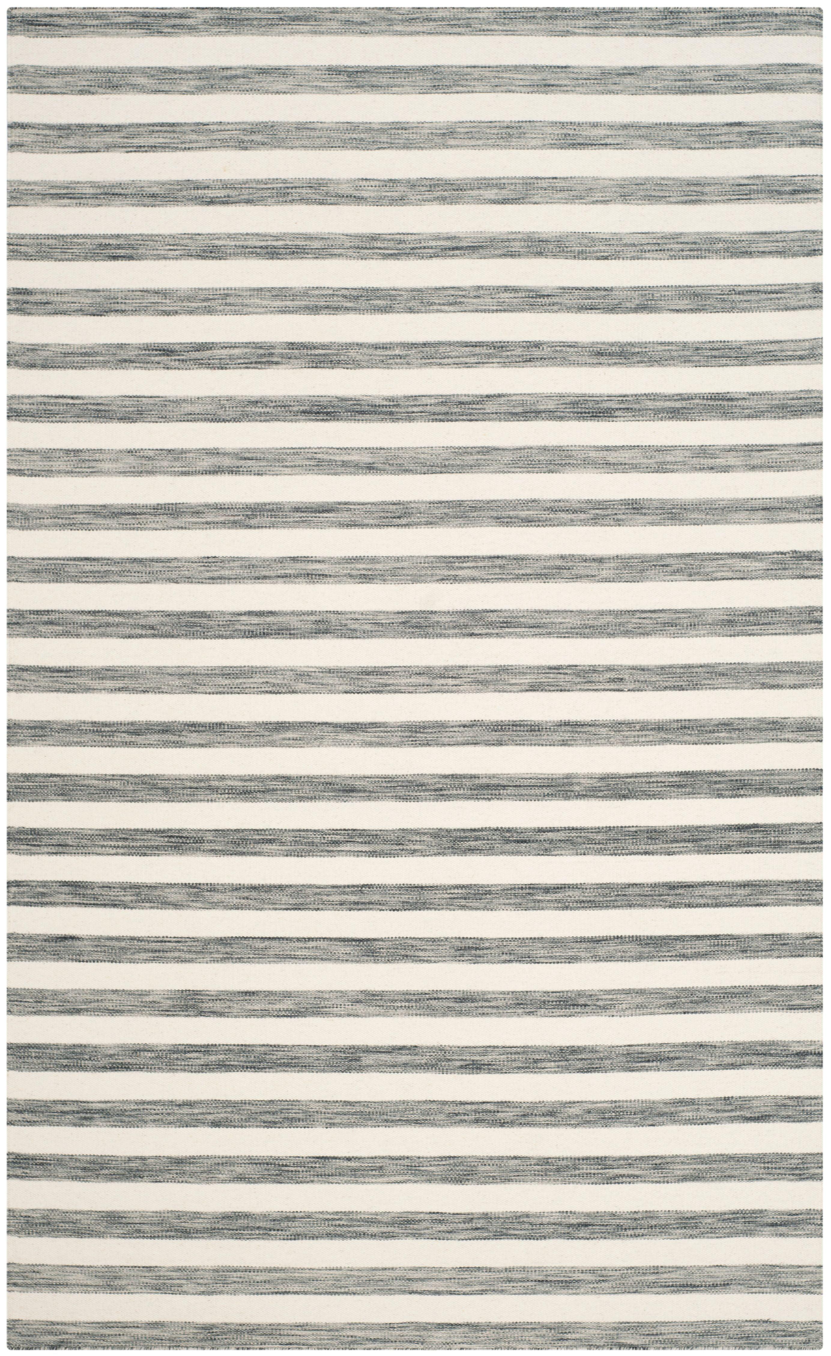 Dhurries DHU575 Hand Woven Area Rug - Grey/Ivory - 4'x6' - Safavieh.