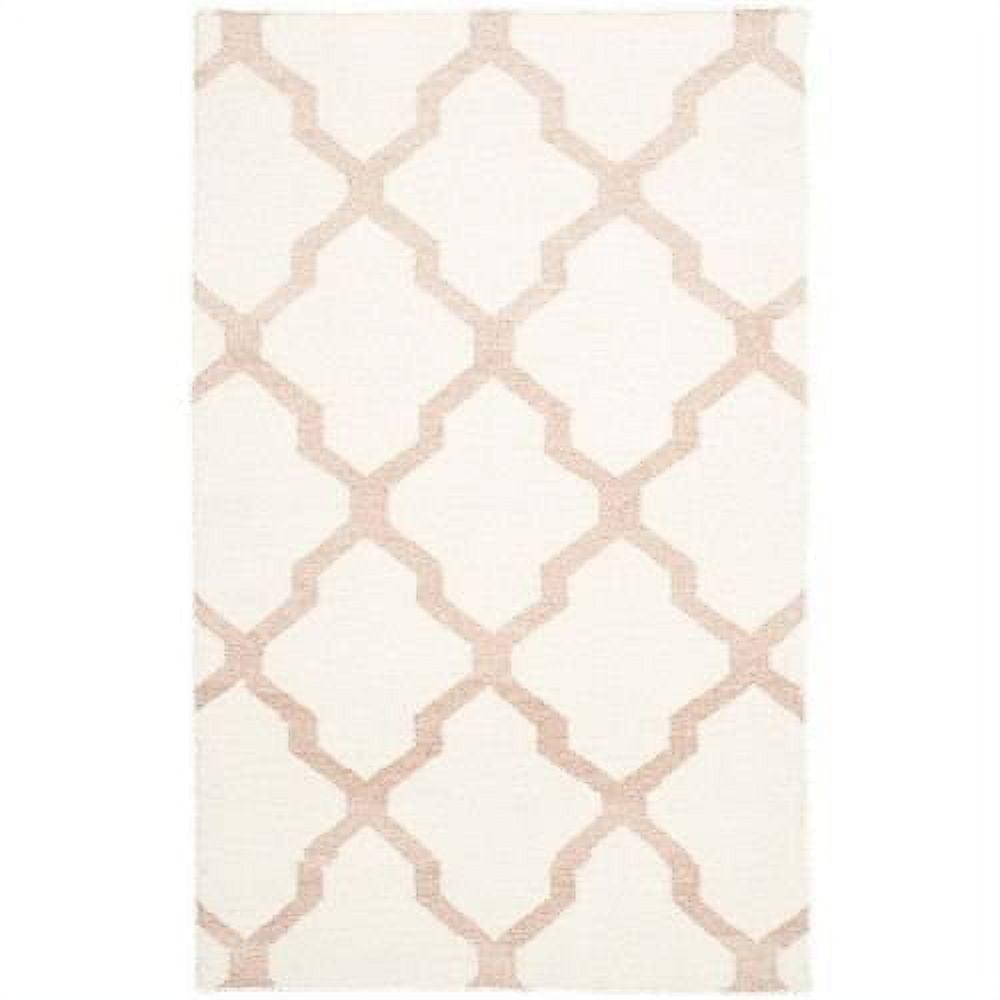 Ivory and Camel Geometric Wool Flat Weave Rug, 3' x 5'