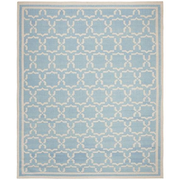SAFAVIEH Alfombra Geométrica de Lana Marroquí Dhurrie Myles, Azul Claro/marfil, 3' x 5'