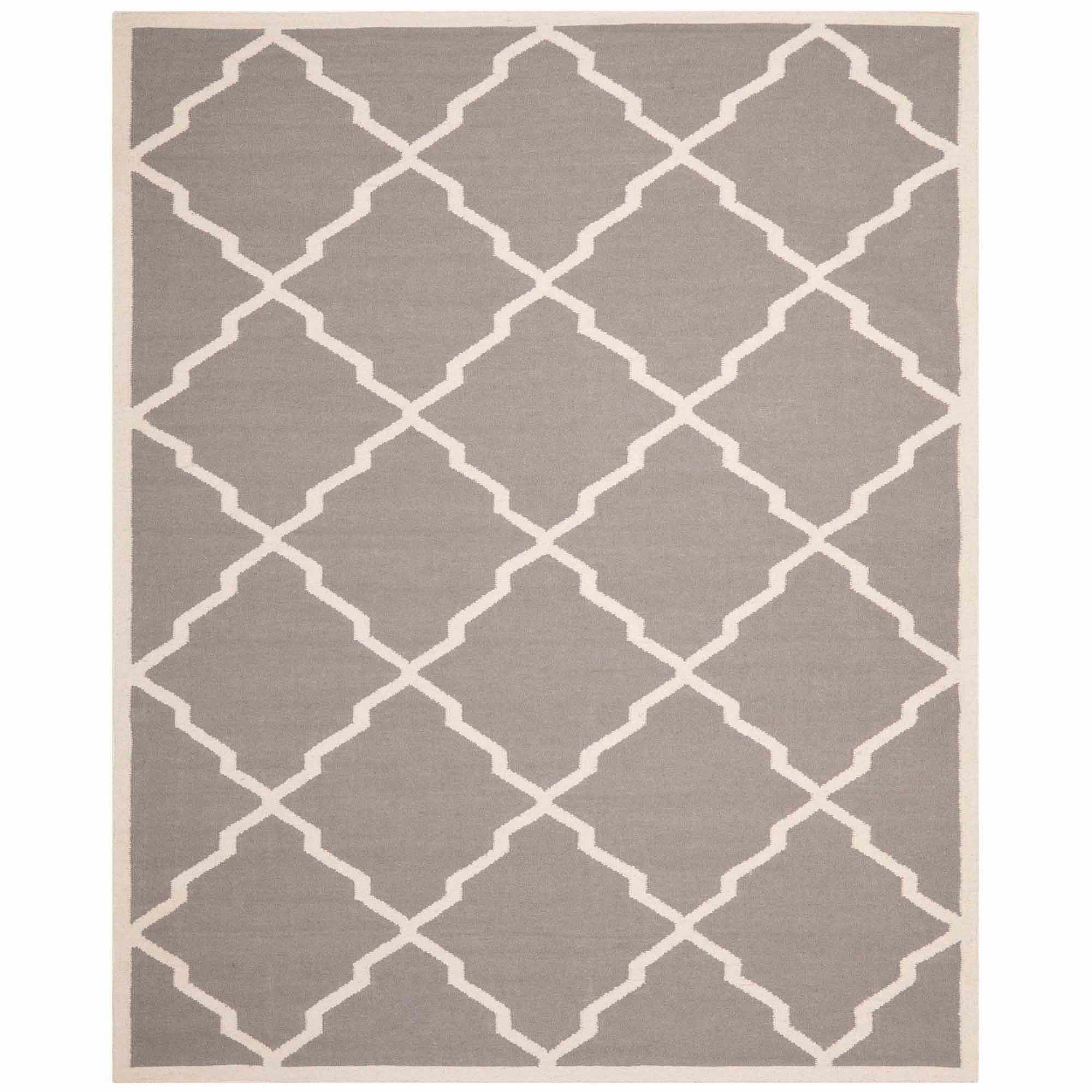 Handwoven Geometric Gray Wool 10' x 14' Reversible Area Rug