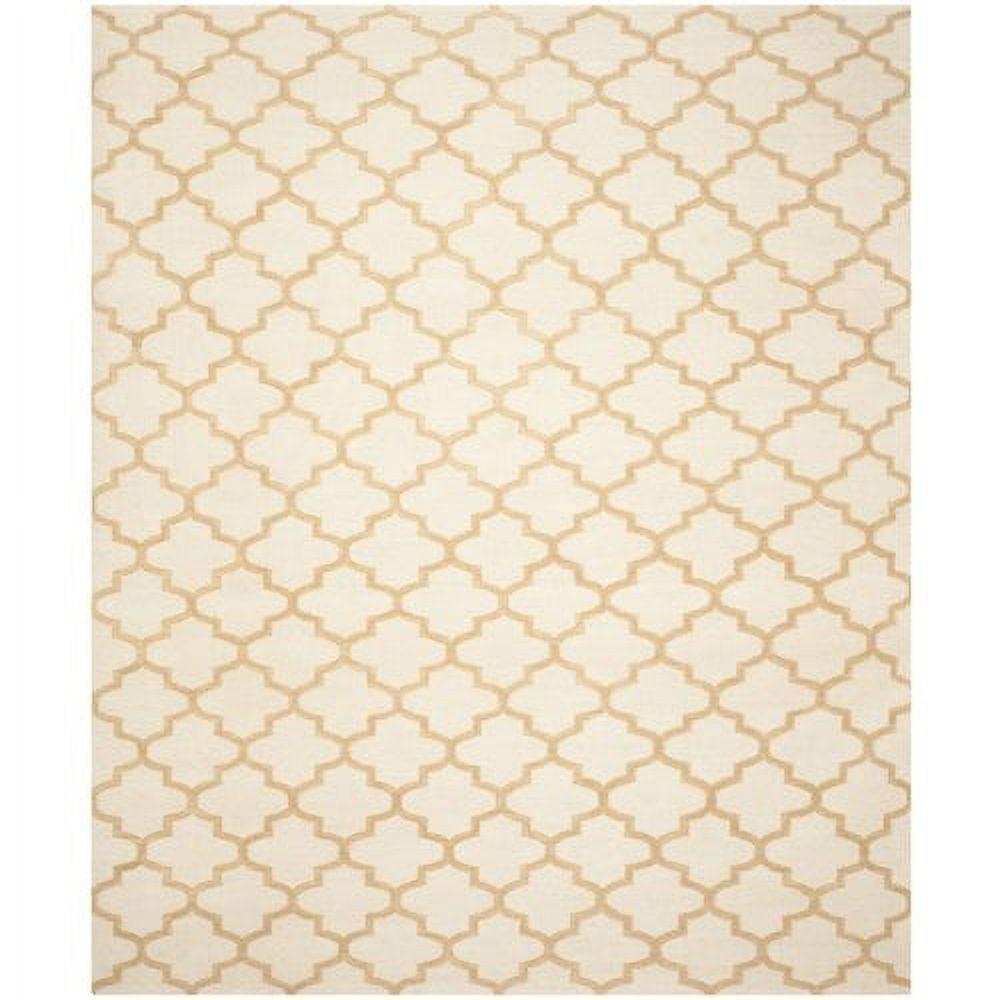 Ivory and Gold 4' x 6' Flatweave Wool Rug