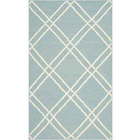 Dhurries DHU638 Hand Woven Area Rug - Light Blue/Ivory - 3'x5' - Safavieh.