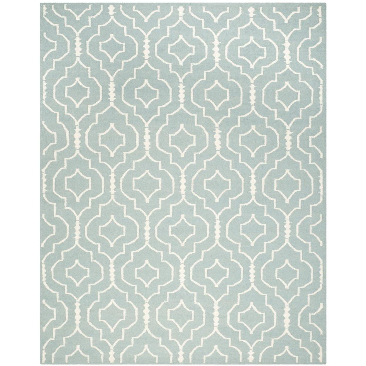 Dhurries DHU637 Hand Woven Runner Rug - Light Blue/Ivory - 2'6"x12' - Safavieh.