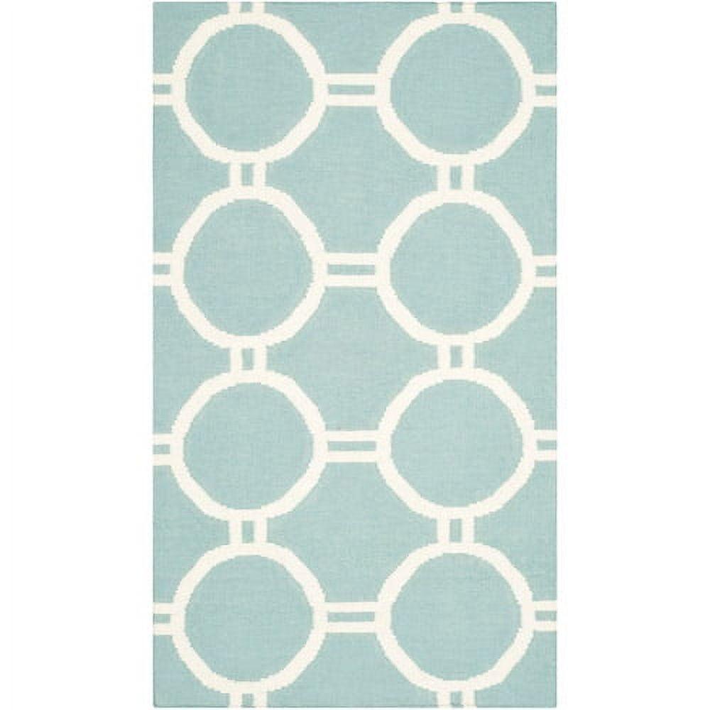 Dhurries DHU636 Hand Woven Area Rug - Light Blue/Ivory - 8'x10' - Safavieh.