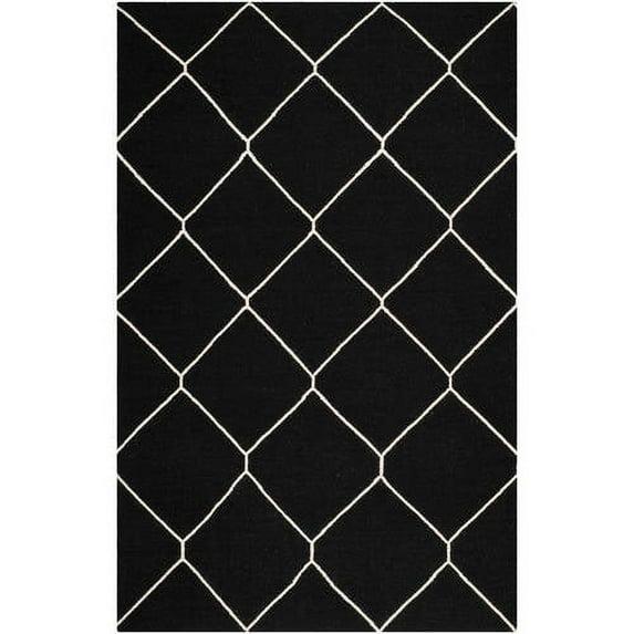 Dhurries DHU635 Hand Woven Area Rug - Black/Ivory - 6'x9' - Safavieh.