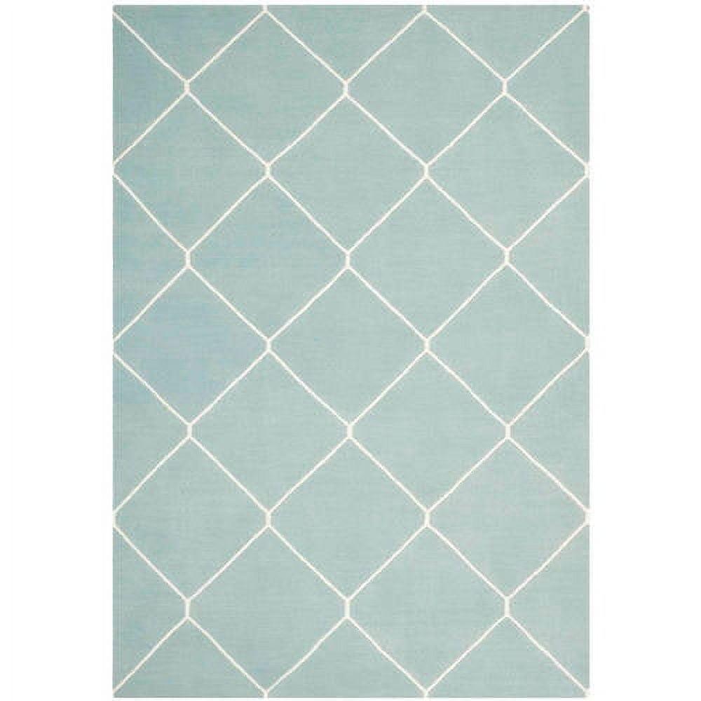 SAFAVIEH Dhurrie Solomon Geometric Moroccan Wool Area Rug, Light Blue/Ivory, 2'6" x 4'