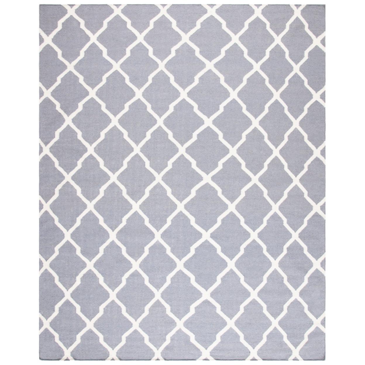 Handwoven Geometric Grey/Ivory Wool 6' Square Area Rug