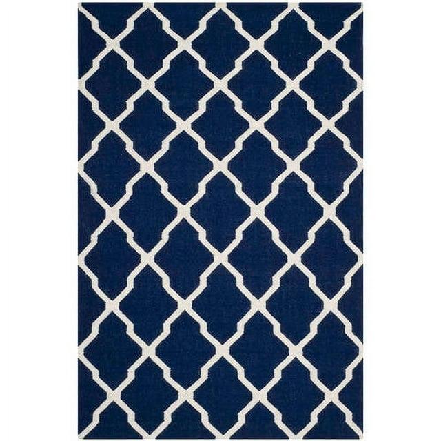 Dhurries DHU634 Hand Woven Area Rug - Navy/Ivory - 5'x8' - Safavieh.