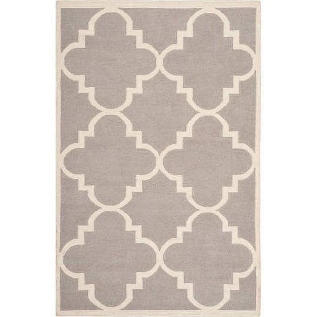 Dhurries DHU633 Hand Woven Area Rug - Dark Grey/Ivory - 5'x8' - Safavieh.