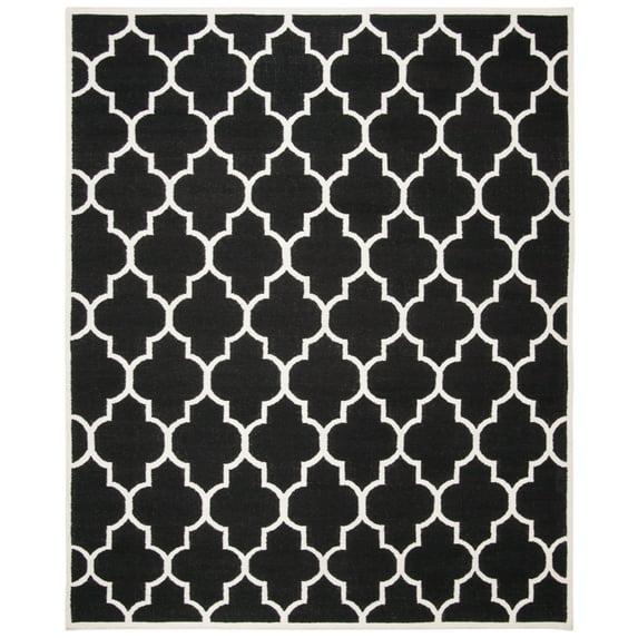SAFAVIEH Dhurrie Toby Geometric Moroccan Wool Area Rug, Black/Ivory, 6' x 9'