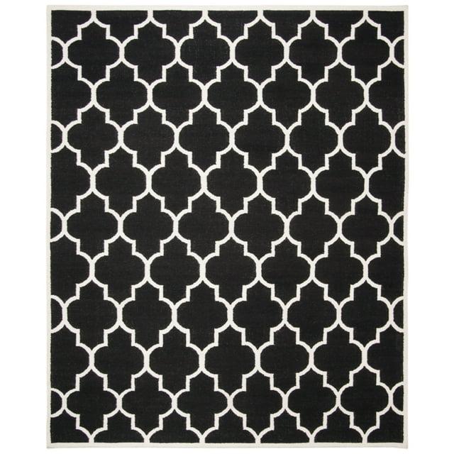 SAFAVIEH Dhurrie Toby Geometric Moroccan Wool Area Rug, Black/Ivory, 6' x 9'