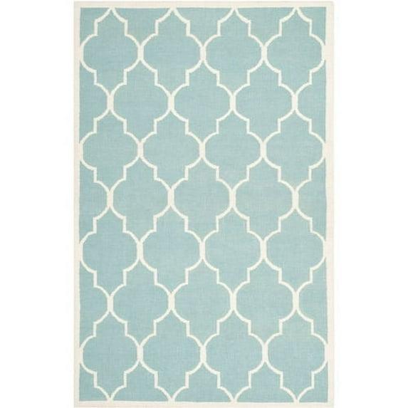 Dhurries DHU632 Hand Woven Area Rug - Light Blue/Ivory - 4'x6' - Safavieh.