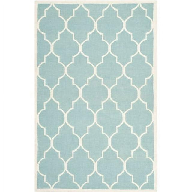 Dhurries DHU632 Hand Woven Area Rug - Light Blue/Ivory - 5'x8' - Safavieh.