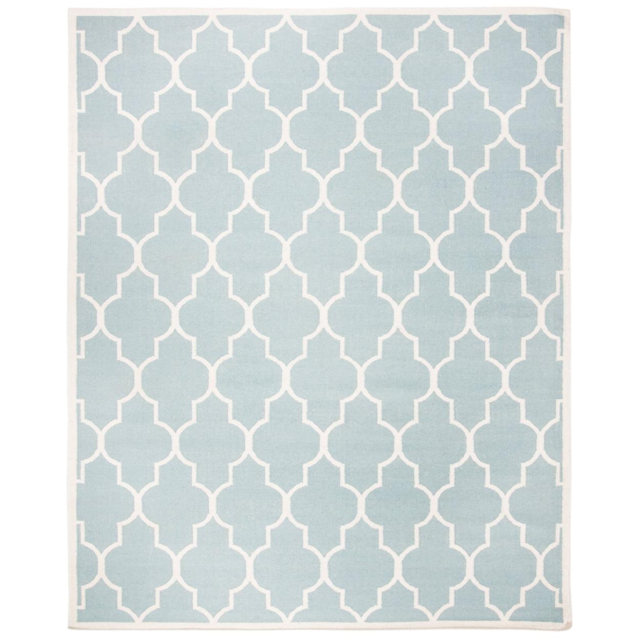 Dhurries DHU632 Hand Woven Area Rug - Light Blue/Ivory - 6'x6' - Safavieh.