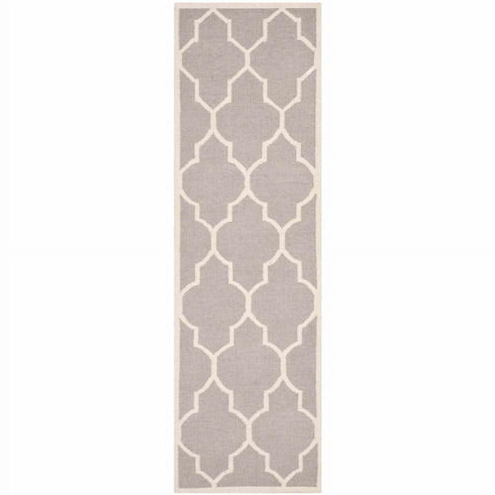 Dhurries DHU632 Hand Woven Runner Rug - Dark Grey/Ivory - 2'6"x10' - Safavieh.