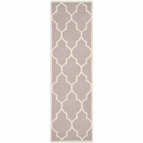 Dhurries DHU632 Hand Woven Runner Rug - Dark Grey/Ivory - 2'6"x10' - Safavieh.