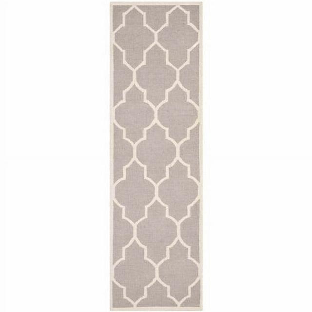 Dhurries DHU632 Hand Woven Runner Rug - Dark Grey/Ivory - 2'6"x10' - Safavieh.