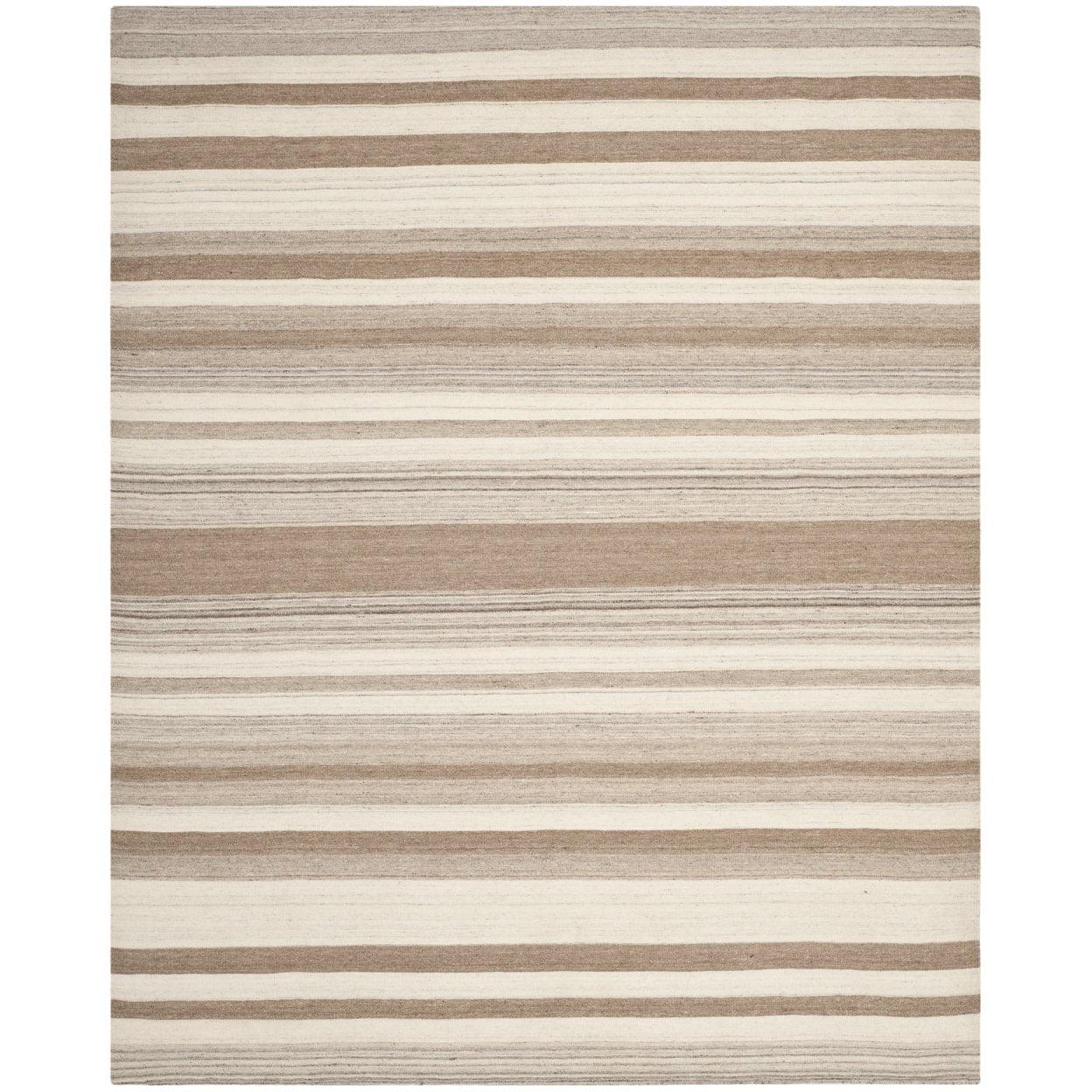 SAFAVIEH Dhurrie Tom Striped Moroccan Wool Area Rug, Natural/Camel, 8' x 10'