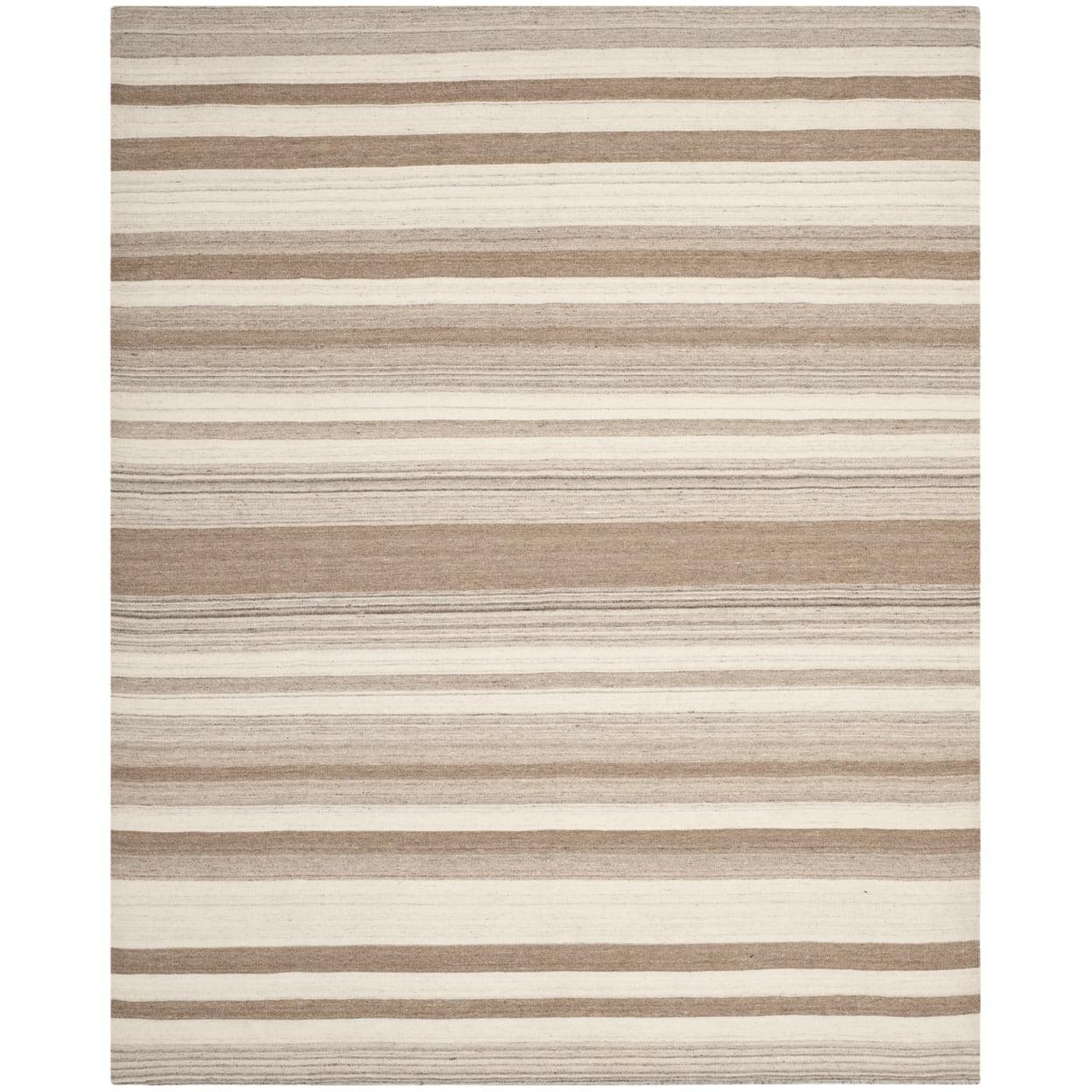 Natural Camel 9' x 12' Flat Woven Wool Striped Area Rug