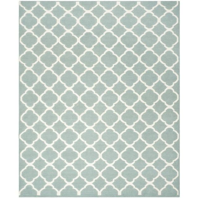 Dhurries DHU627 Hand Woven Area Rug - Blue/Ivory - 8'x10' - Safavieh.