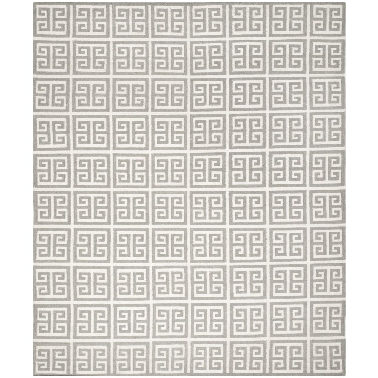 Dhurries DHU626 Hand Woven Flat Weave Area Rug Grey / Ivory 9' X 12' - Safavieh.