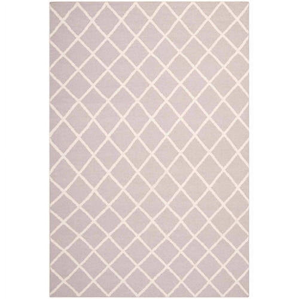 SAFAVIEH Dhurrie Victor Geometric Diamonds Wool Area Rug, Grey/Ivory, 5' x 8'