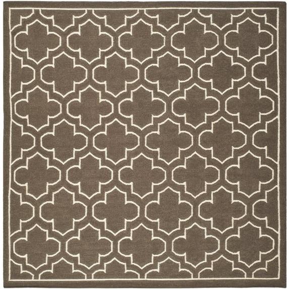 Dhurries DHU625 Hand Woven Area Rug - Brown/Ivory - 7'x7' - Safavieh.