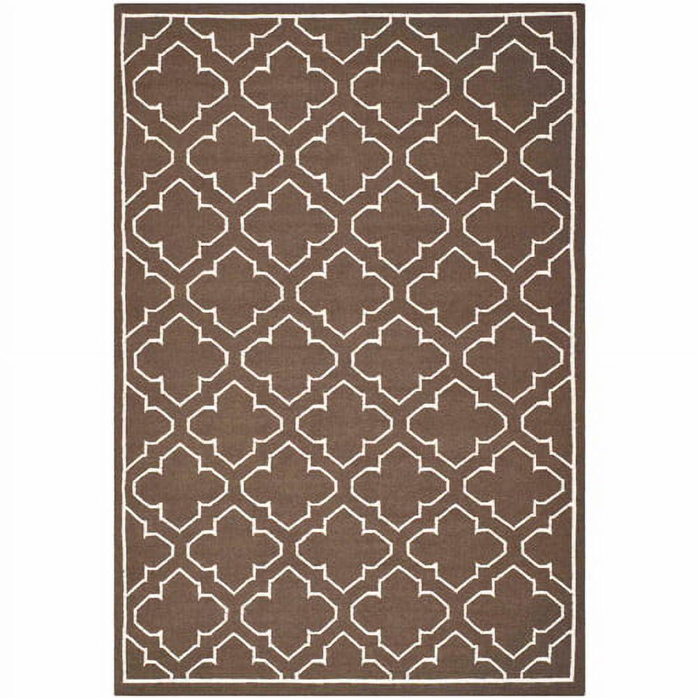 Dhurries DHU625 Hand Woven Area Rug - Brown/Ivory - 8'x10' - Safavieh.