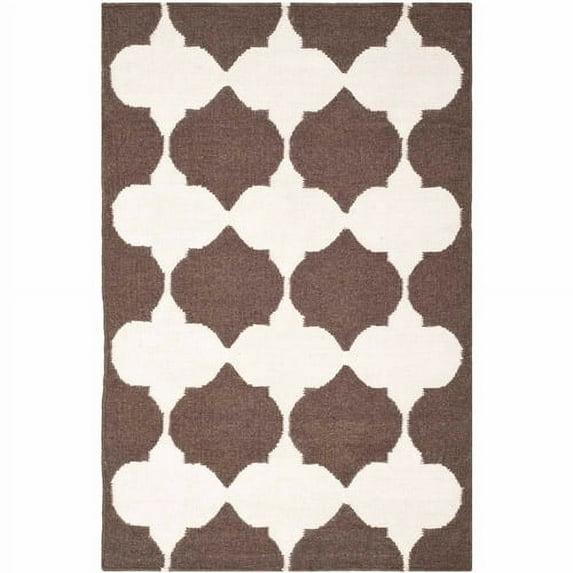 Dhurries DHU624 Hand Woven Accent Rug - Brown/Ivory - 2'6"x4' - Safavieh.