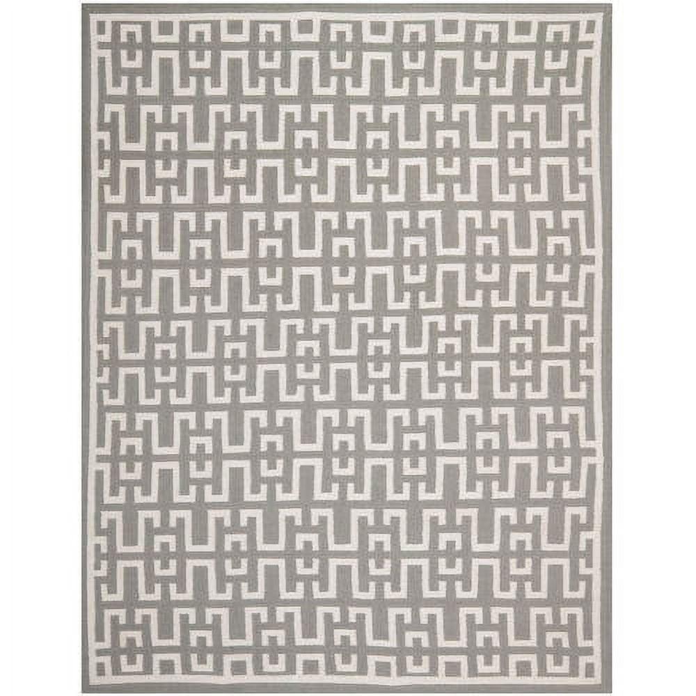 SAFAVIEH Dhurrie Waverly Geometric Moroccan Wool Area Rug, Soft Grey/Ivory, 9' x 12'