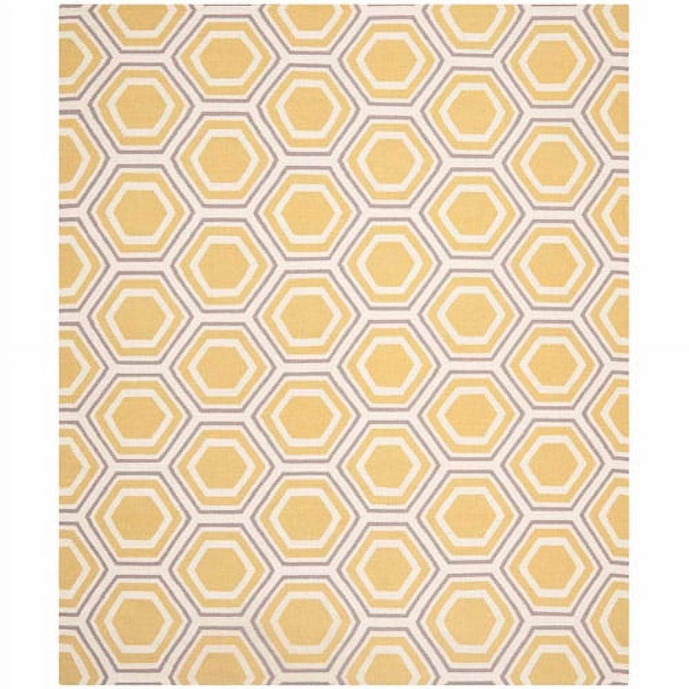 SAFAVIEH Dhurrie Weldon Geometric Hexagons Wool Area Rug, Ivory/Yellow, 6' x 9'