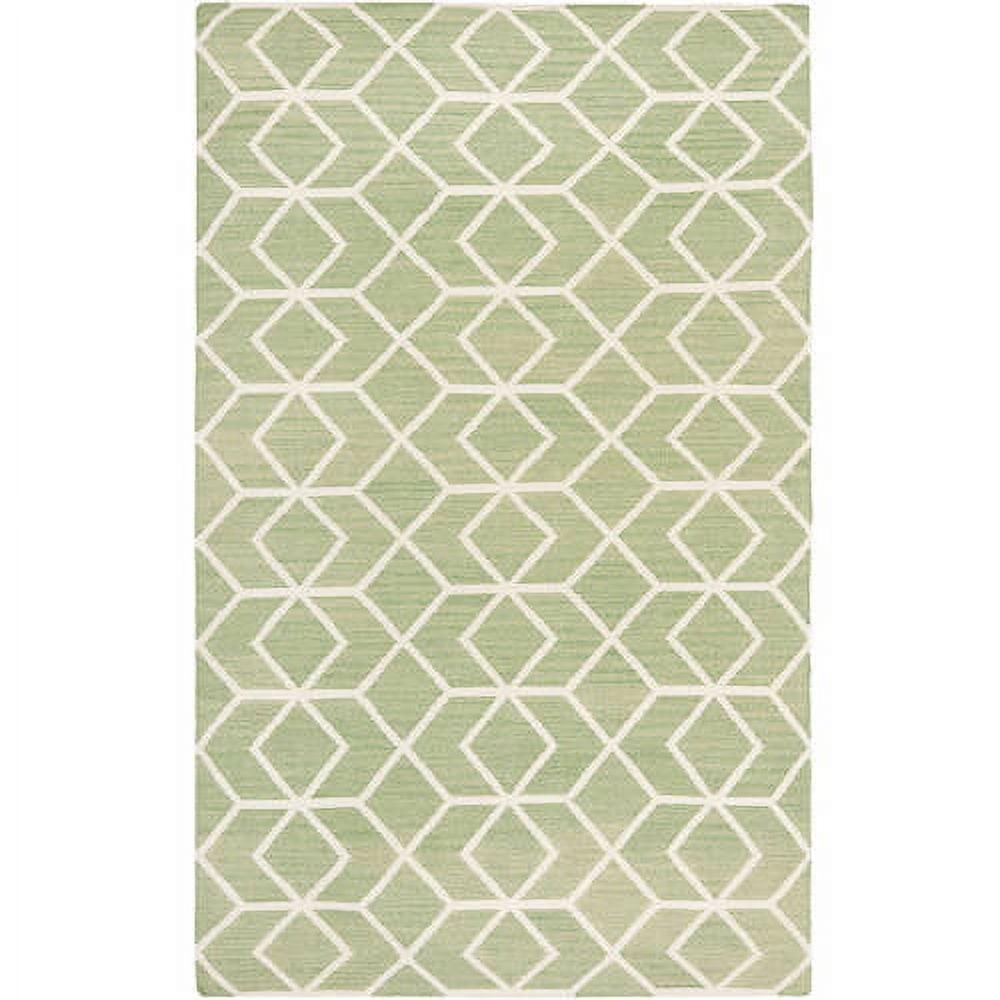 SAFAVIEH Dhurries Addison Geometric Area Rug, Sage/Ivory, 3' x 5'