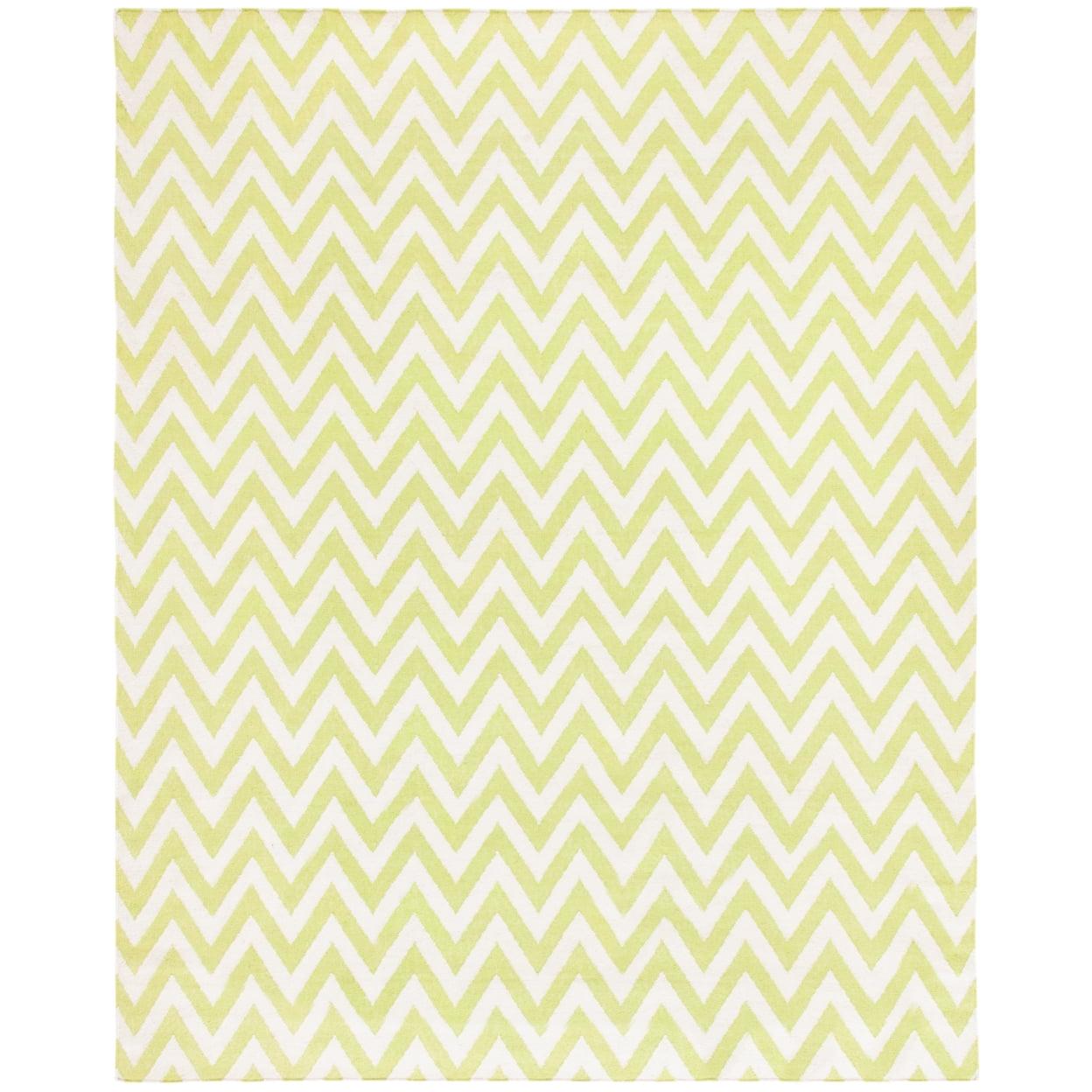 SAFAVIEH Dhurries Bentley Geometric Area Rug, Green/Ivory, 6' x 6' Square