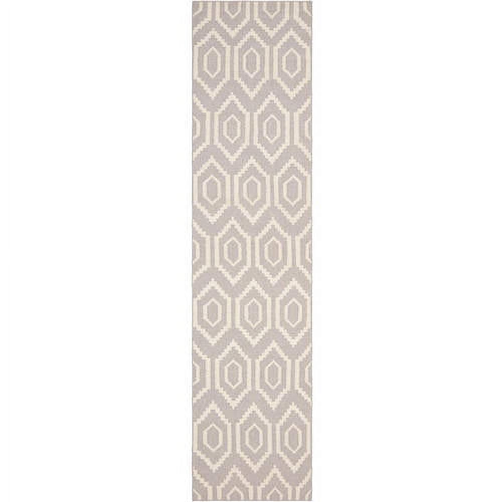 SAFAVIEH Dhurries Bianca Geometric Runner Rug, Grey/Ivory, 2'6" x 12'