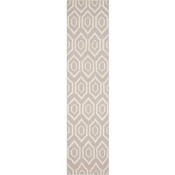 SAFAVIEH Dhurries Bianca Geometric Runner Rug, Grey/Ivory, 2'6" x 12'