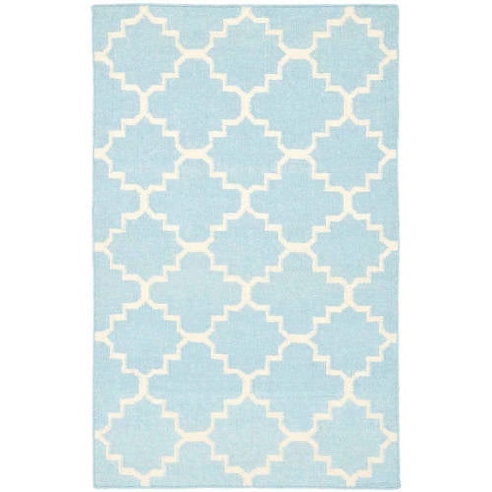 SAFAVIEH Dhurries Brad Geometric Area Rug, Light Blue/Ivory, 5' x 8'