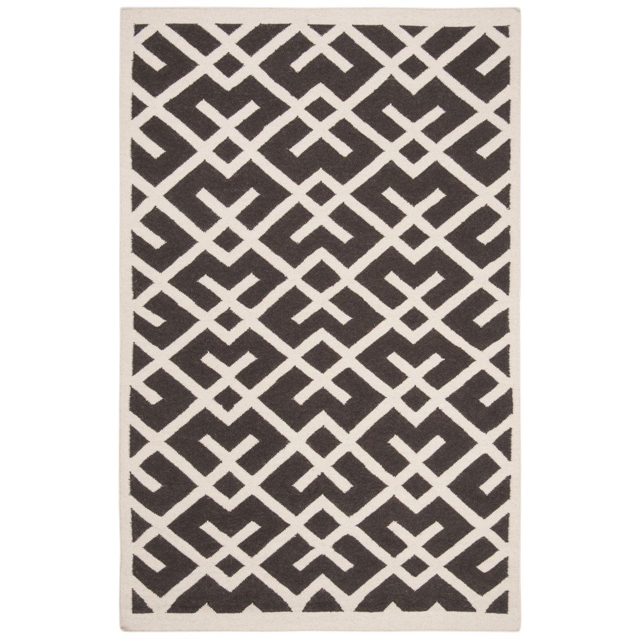 SAFAVIEH Dhurries Brianna Geometric Area Rug, Brown/Ivory, 3' x 5'