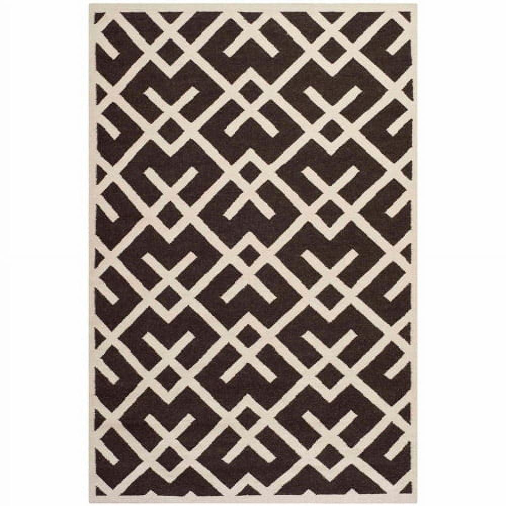 SAFAVIEH Dhurries Brianna Geometric Area Rug, Brown/Ivory, 8' x 8' Square