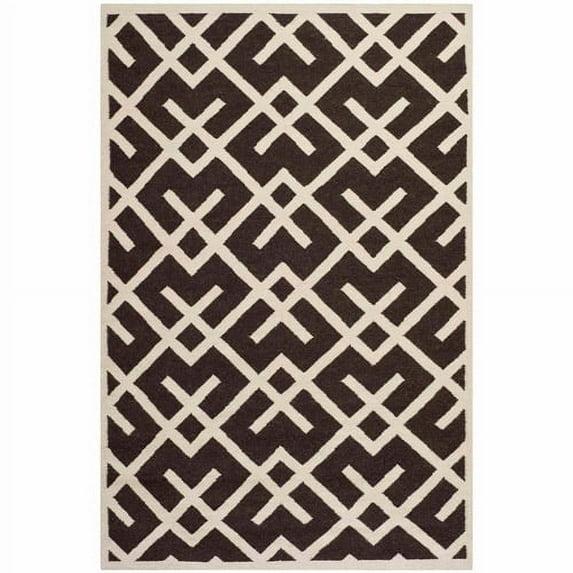 SAFAVIEH Dhurries Brianna Geometric Area Rug, Brown/Ivory, 8' x 8' Square