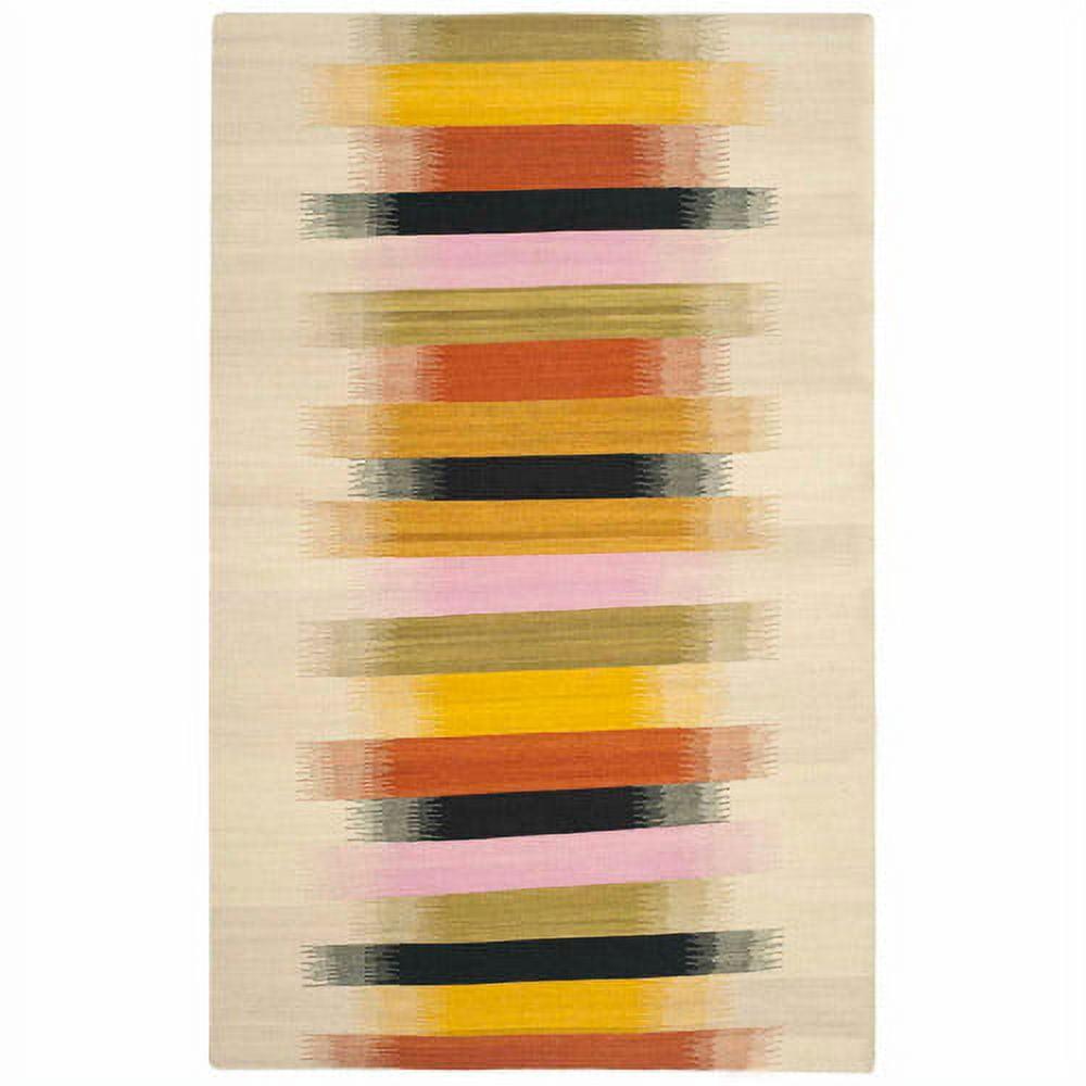 Dhurries DHU642 Hand Woven Flat Weave Indoor Area Rug - Beige/Multi - 4'x6' - Safavieh