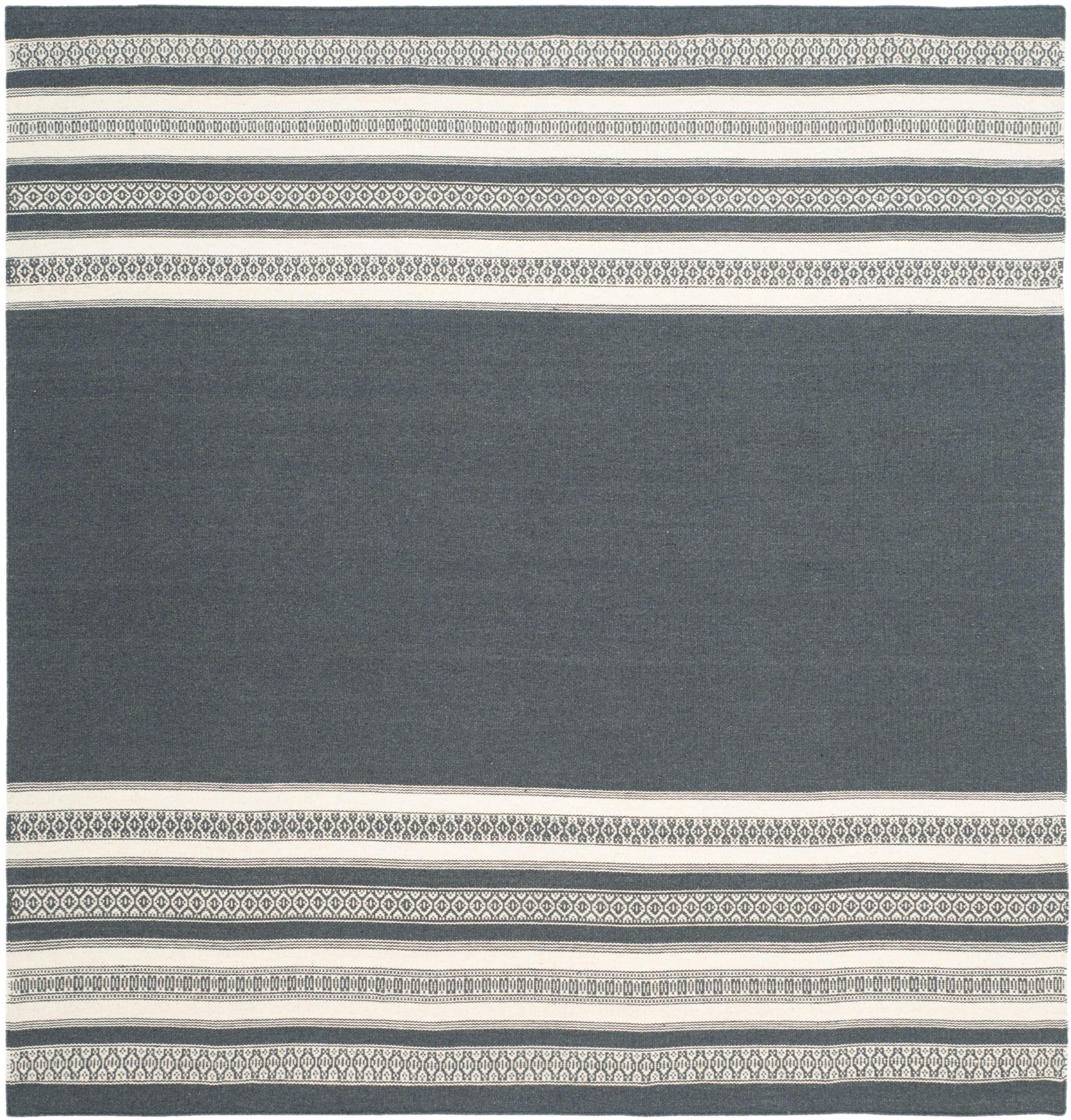 SAFAVIEH Dhurries Haywood Geometric Area Rug, Dark Grey, 6' x 6' Square