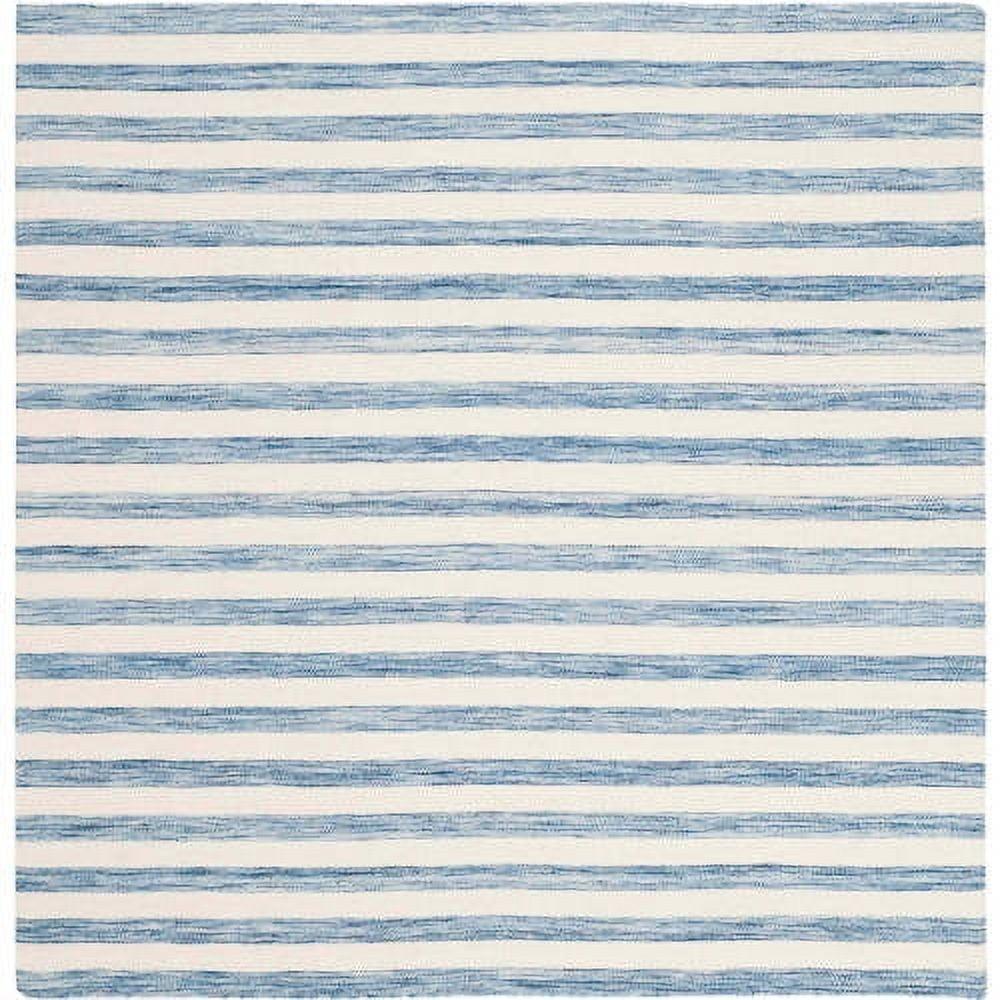 Dhurries DHU575 Hand Woven Flat Weave Area Rug Blue / Ivory 6' X 6'  - Safavieh.