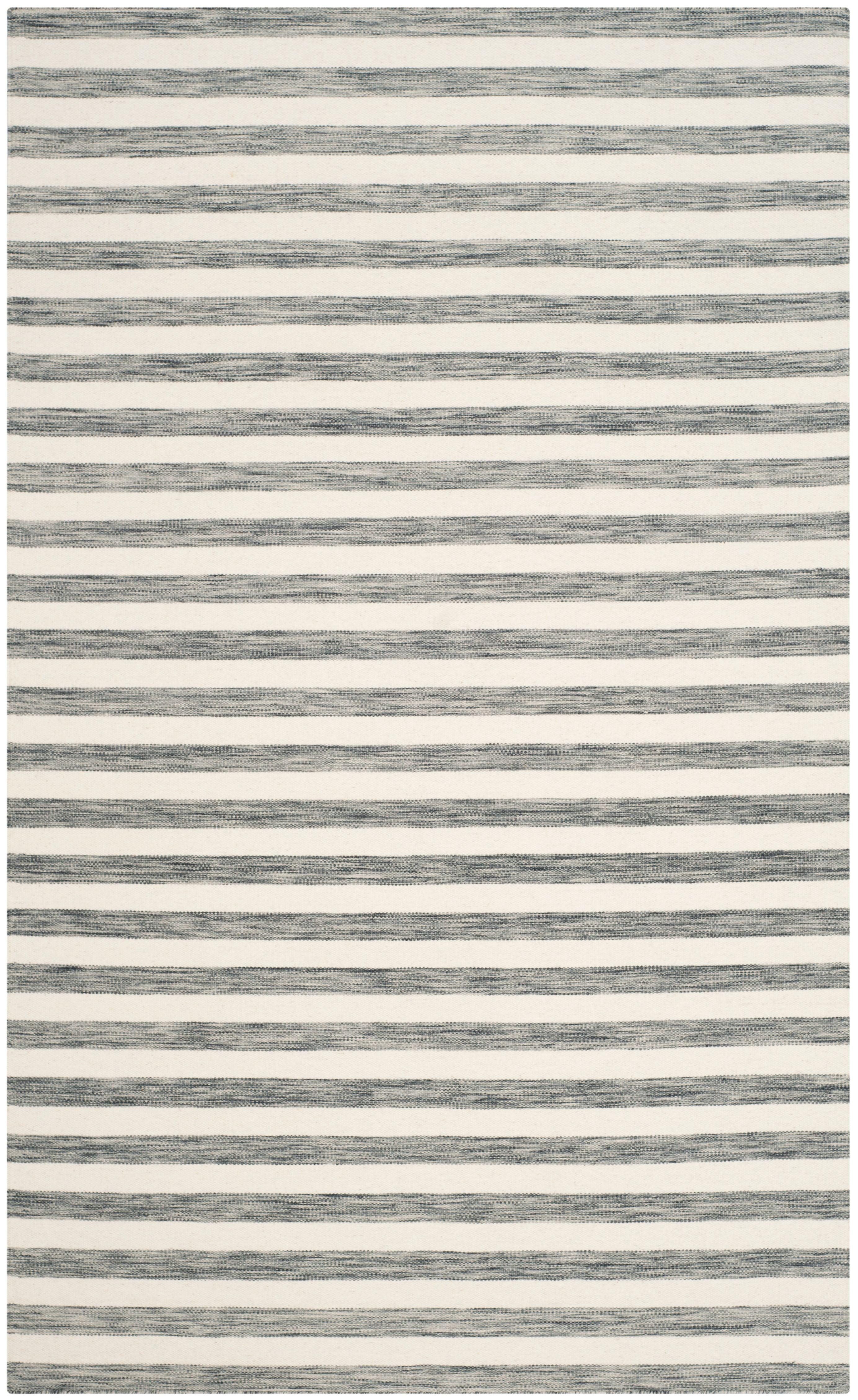 Dhurries DHU575 Hand Woven Area Rug - Grey/Ivory - 6'x9' - Safavieh.