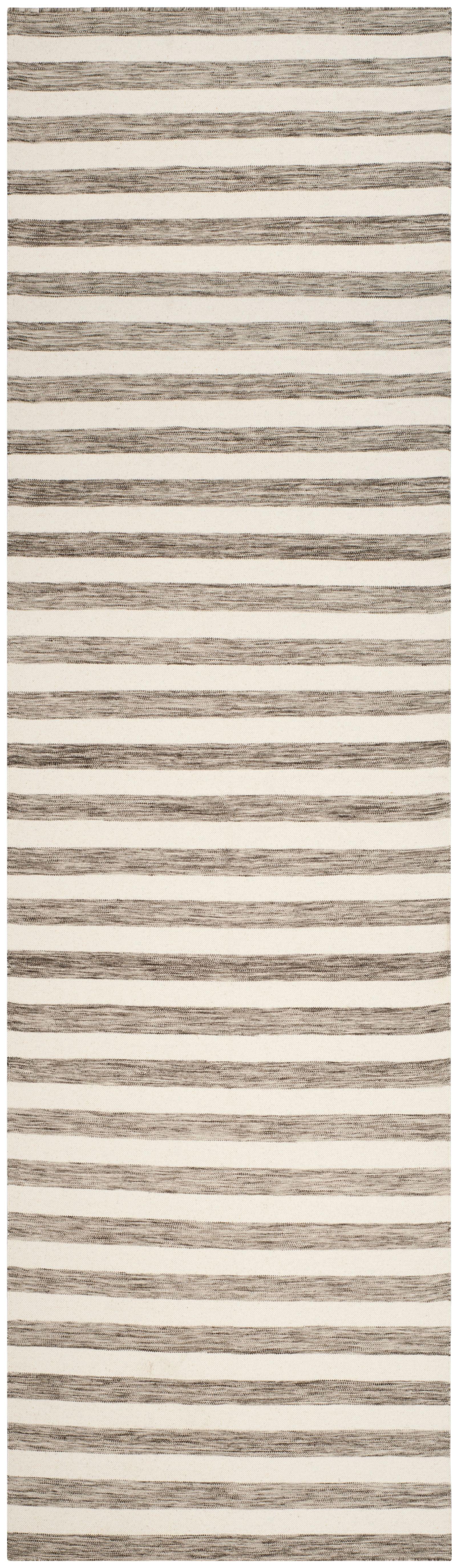 Dhurries DHU575 Hand Woven Flat Weave Runner Rug  Brown / Ivory 2'-6" X 10' - Safavieh.
