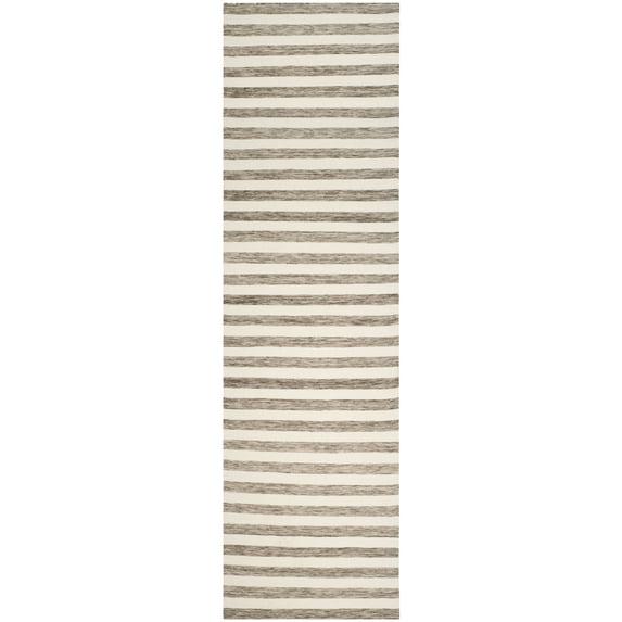 Dhurries DHU575 Hand Woven Flat Weave Runner Rug  Brown / Ivory 2'-6" X 10' - Safavieh.